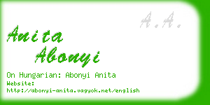 anita abonyi business card